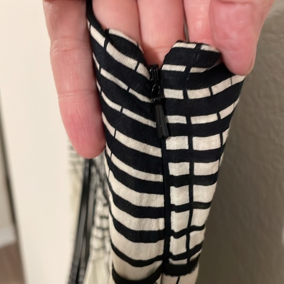 Nautica Women’s Mini Dress Size 4 Flirty Cotton Black Striped Checkered - Picture 7 of 13